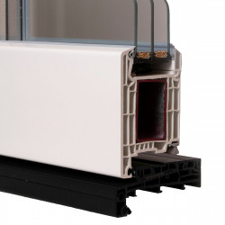 VEKA Softline 82NL, entrance door opening outwards with Alumaster bottom