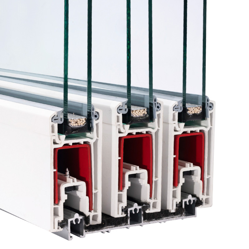 VEKA Ekosol 70, 3-rail alu sill 20x125mm, sliding balcony door sash 90x45mm