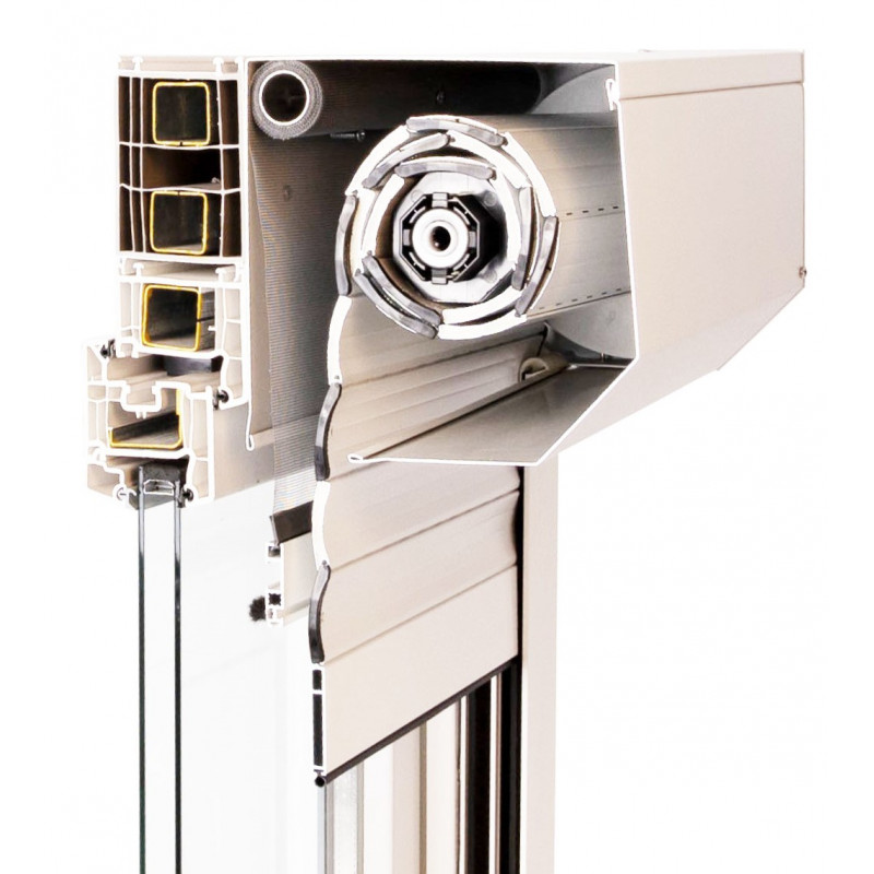 roleta zewnętrzna skrzynka alu 45° z moskitierą