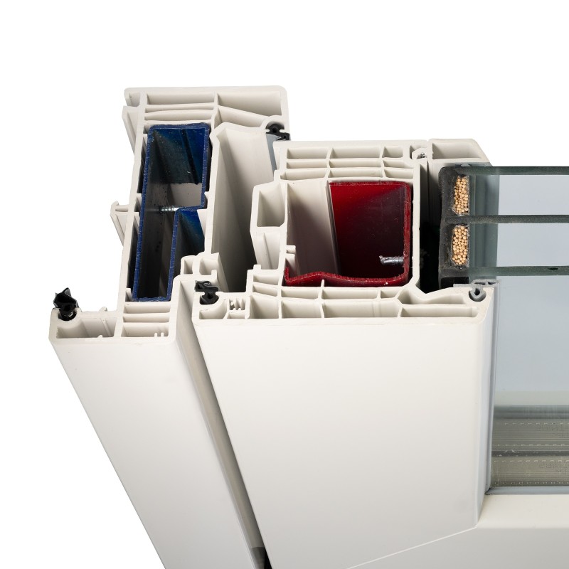 VEKA Softline 82MD, Nebeneingangstür nach aussen öffnend, Flügel 114mm